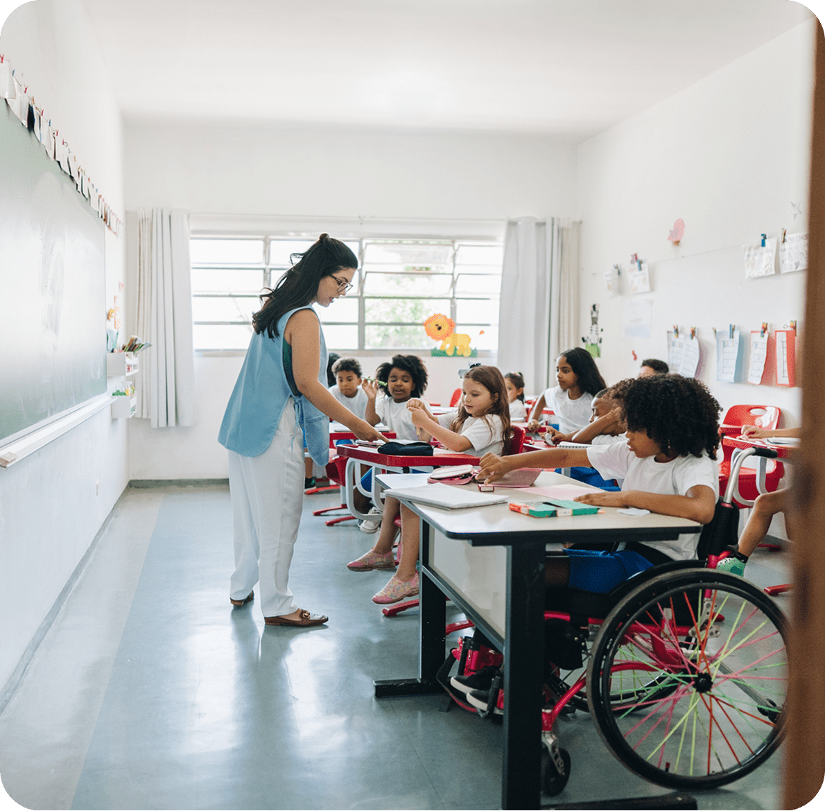 Inclusive classroom with diverse students