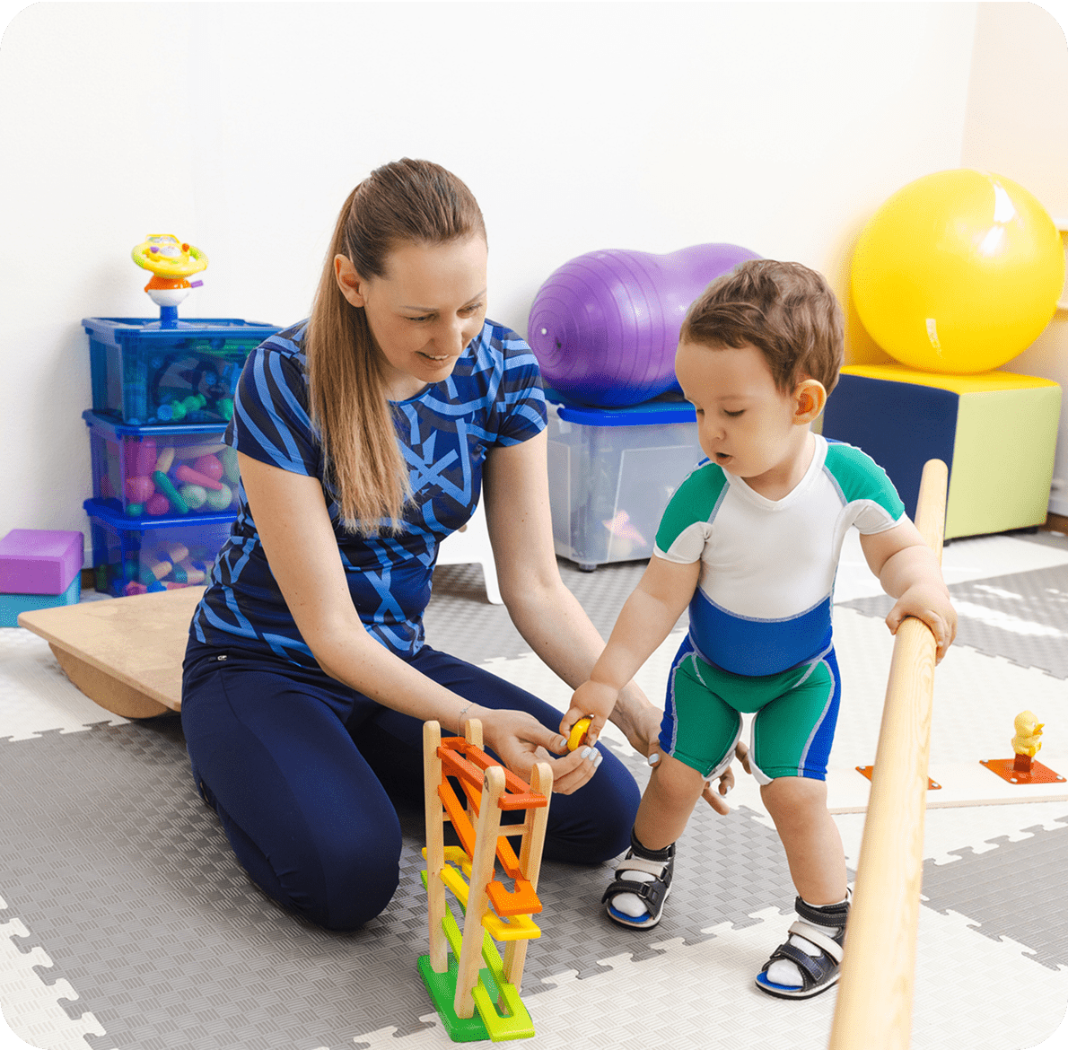 Child in therapy session with therapist