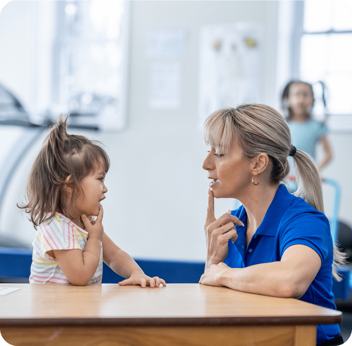 Speech therapy interaction with young child